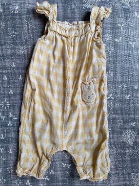 cloud island Yellow and White Gingham One-Piece Romper